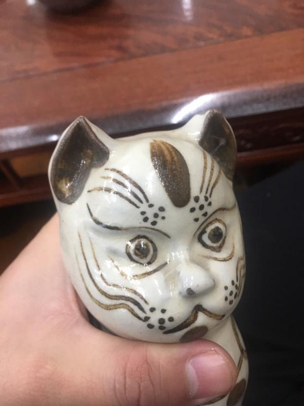 民国磁州窑猫型烛台鉴定、估价-唐珍收藏
