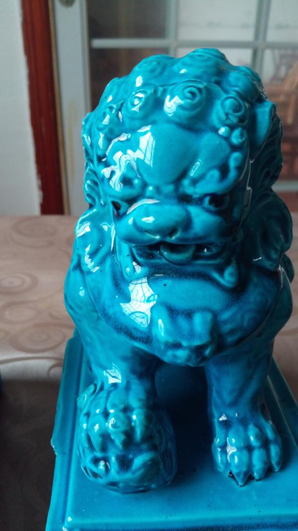 中国 藍釉 獅子 置物 一対 唐獅子 狛犬 骨董 古美術 | kensysgas.com