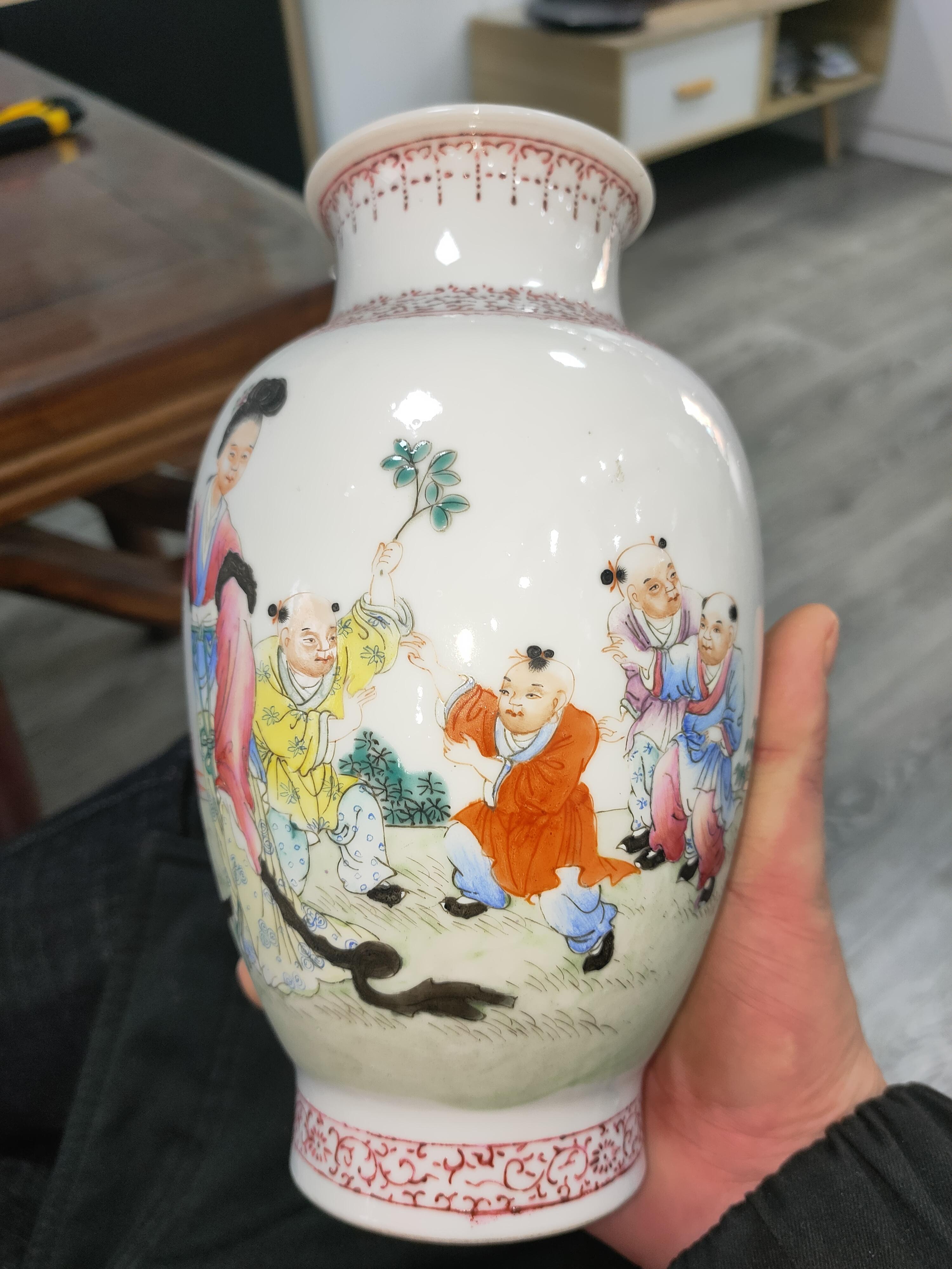 中国美術廣彩花瓶大清乾隆年製古玩唐物-