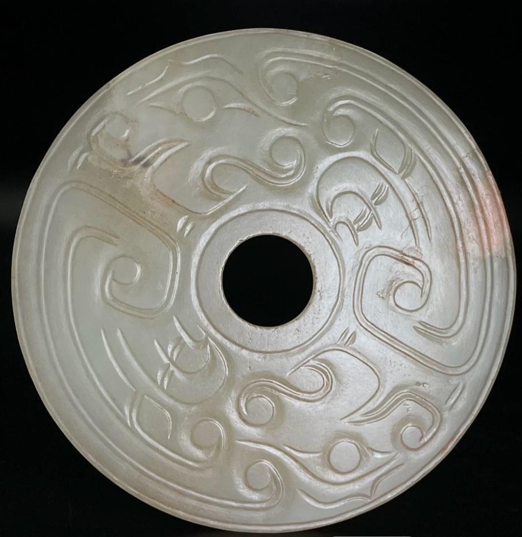 大珍品希少玉壁玉璧古代中国玉彫刻発掘品貴重珍藏置物賞物-
