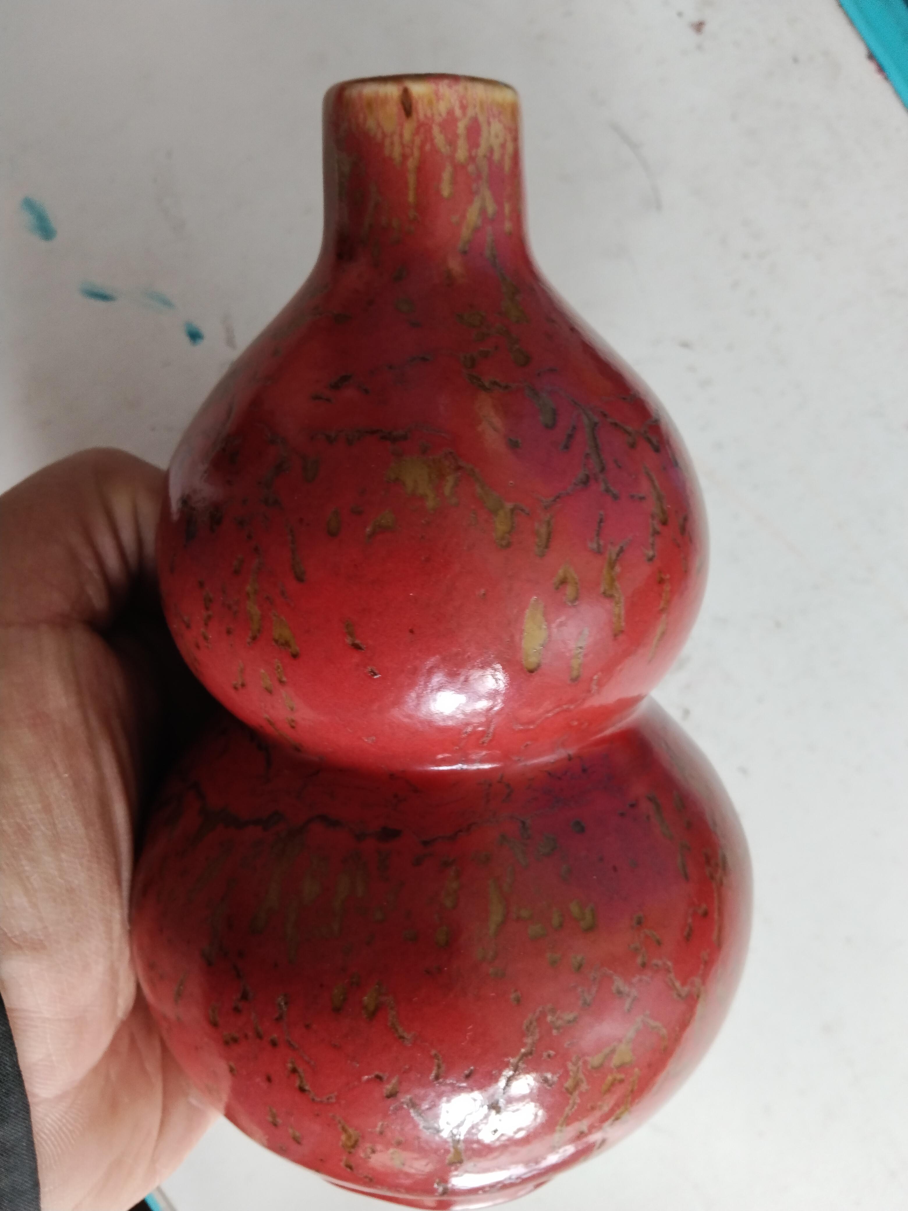 正規店仕入れの 紅釉葫芦瓶 紅釉葫芦瓶瓢箪花器古陶磁器- 瓢箪花器 古