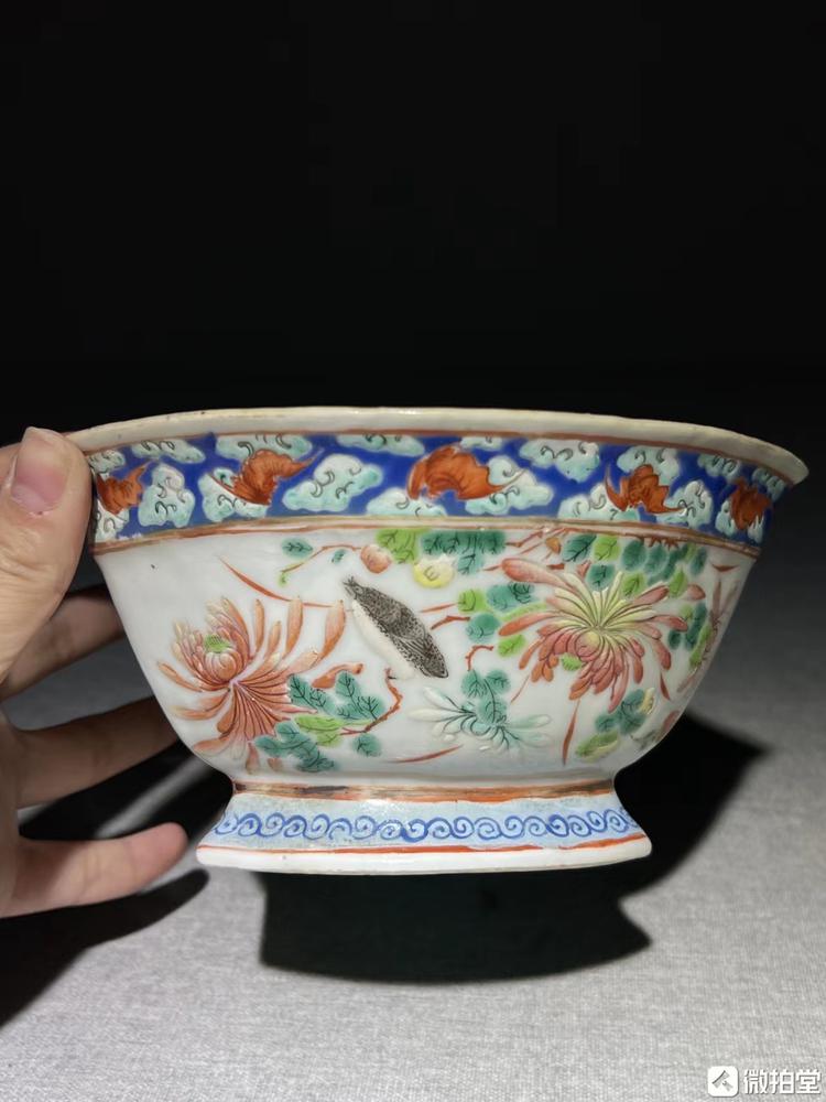 中国 慎徳堂製 粉彩花文碗 一對 C R3931E - 工芸品